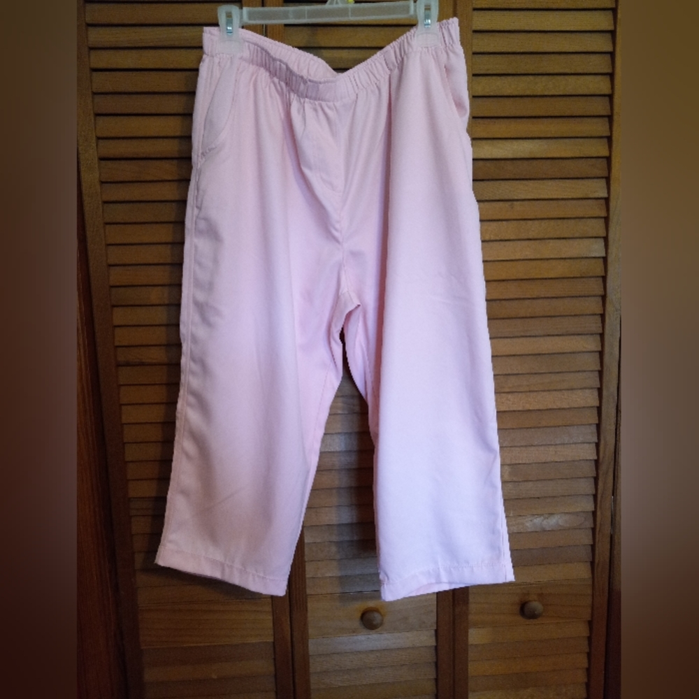 Rebecca Malone Pink Elastic Waist Capri Pants SZ L